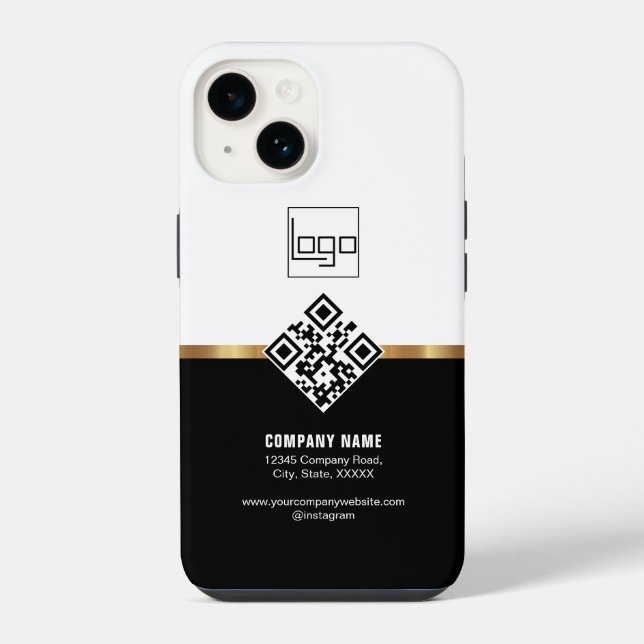 QR-Code Professional Custom-Logo Schwarz Gold Mode iPhone Hülle (Rückseite)