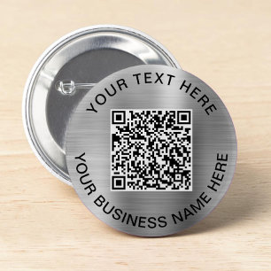 QR Code Promotional Silver Button