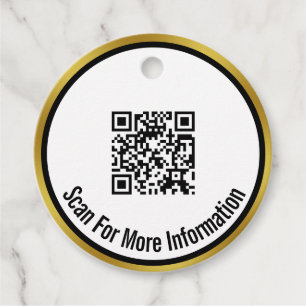 QR-Code prüfen für weitere Informationen Schwarz-w Geschenkanhänger