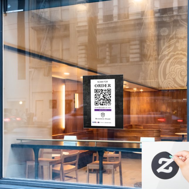 QR-Code-Prüfung auf Bestellung | Restaurant Café Fensteraufkleber (Café-Fenster)