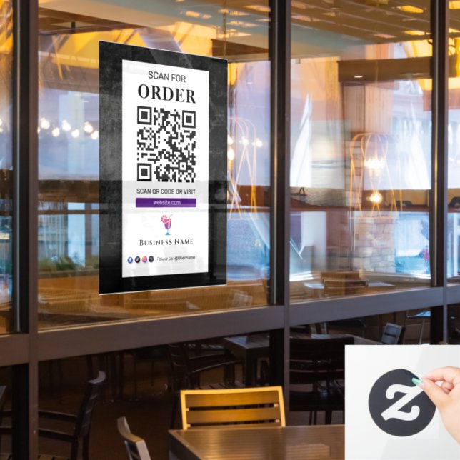 QR-Code-Prüfung auf Bestellung | Restaurant Café Fensteraufkleber (Restaurantfenster)