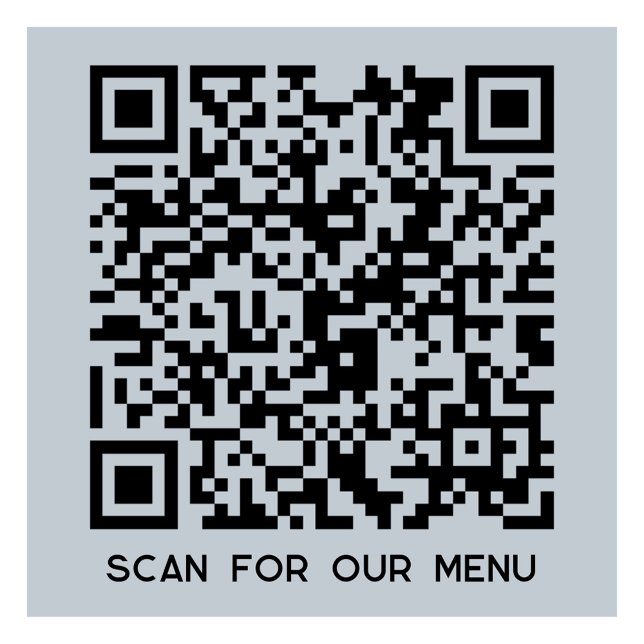 QR-Code-Prüfung auf "Menü Powder Blue" Aufkleber (QR code and custom text Scan for Menu sticker for business menu for goods, products or services)