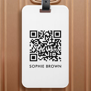 QR-Code-Prüfung bei minimalem Kontakt-Minimal, ein Gepäckanhänger