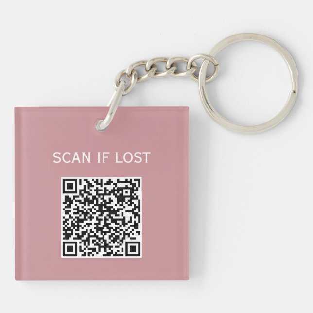 QR-Code-Prüfung bei verlorenem Pastell-Staubpfirsi Schlüsselanhänger (Rückseite)