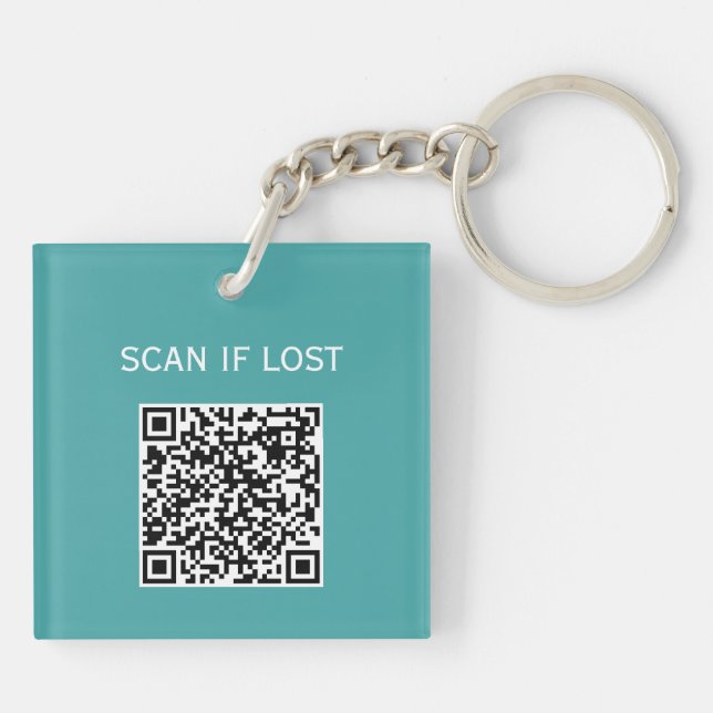 QR-Code-Prüfung bei Verlust von Pastellblau Schlüsselanhänger (Rückseite)