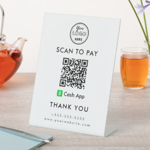 QR-Code-Prüfung für berufliche Cash-App-Logos Sockelschild