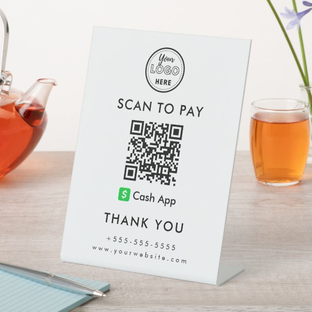 QR-Code-Prüfung für berufliche Cash-App-Logos Sockelschild (In Situ)