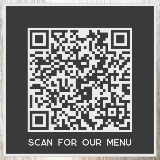QR-Code-Prüfung für Menü Schwarz Aufkleber (QR code business Scan for Menu custom text small business sticker)