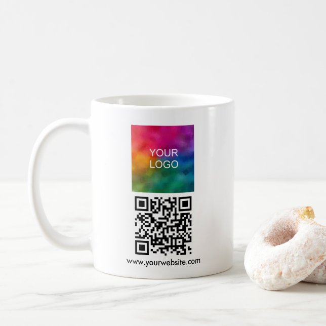 QR-Code-Prüfung in Business-Logos Weiße Vorlage Kaffeetasse (Mit Donut)