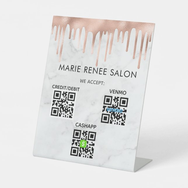 QR-Code-Prüfung ohne Probleme zu bezahlen Sockelschild (Vorderseite)
