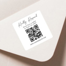 QR-Code-Quadrat-Rücksendeetikett | RSVP-Aufkleber