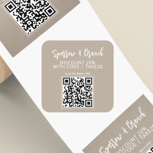 QR-Code-Rabattgutschein scannbar Quadratischer Aufkleber