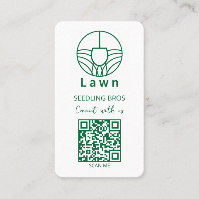 QR-Code Rasenpflege Verbinde dich mit uns Visitenkarte (Vorderseite)
