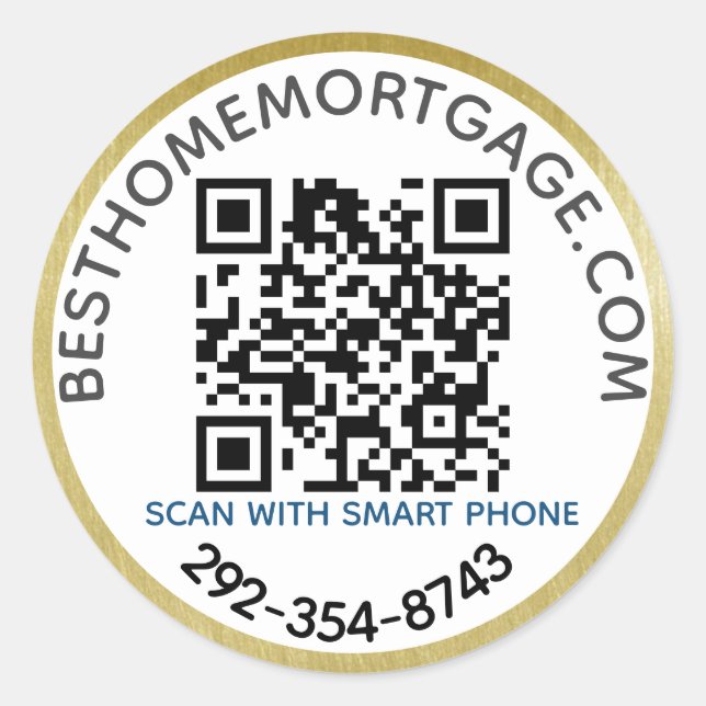 QR Code Realtor Hypothekengesellschaft Runder Aufkleber (Vorderseite)