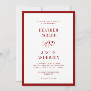 QR Code Red Classic Simple Wedding Einladung