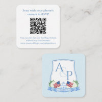 QR Code Red White Blue Monogram Wedding Website