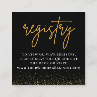 QR-Code-Registrierung für romantische Schwarz-Gold Begleitkarte