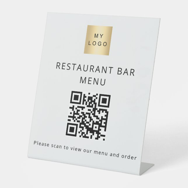 QR-Code Restaurant Café Bar Scan Menü Logo Sockelschild (Vorderseite)
