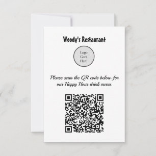QR Code Restaurant Happy Hour Menü individuell anp Mitteilungskarte