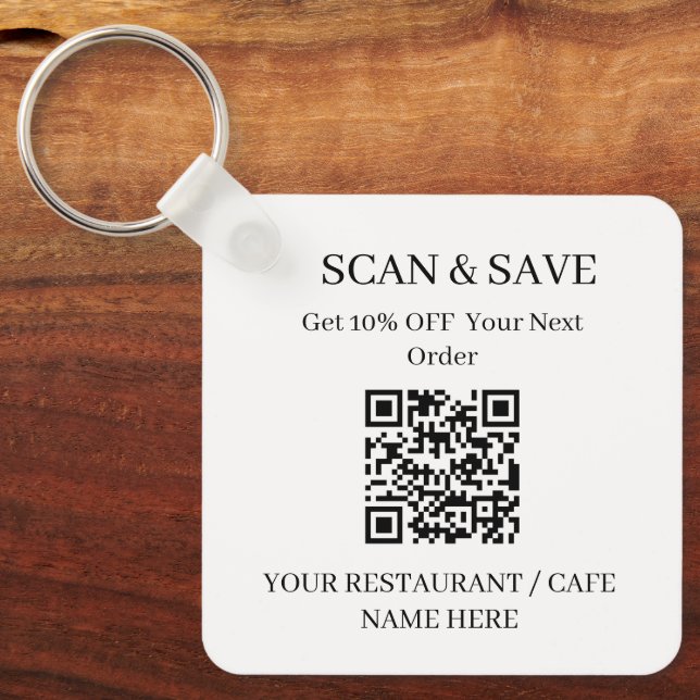 QR-Code Restaurant-Schlüsselanhänger Scannen & Spe Schlüsselanhänger (Vorderseite)