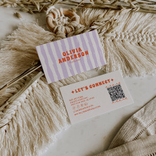 QR Code Retro Boho Groovy Funky Einzigartiger Tren Visitenkarte