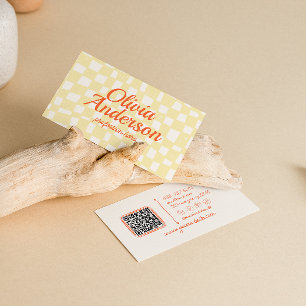 QR-Code Retro farbenfrohe Hand gezogen karierte Ma Visitenkarte