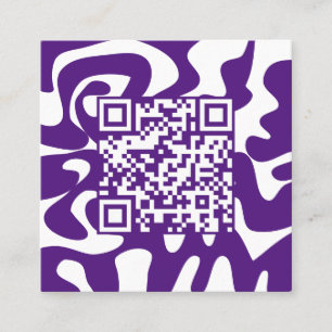 QR Code Retro Groovy Lila White Squiggles Hallo Quadratische Visitenkarte