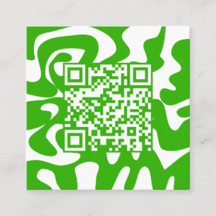 QR Code Retro Groovy Lime Green White Quadratische Visitenkarte