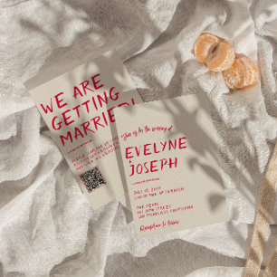 QR Code Retro Handgeschriebene farbenfrohe moderne Einladung