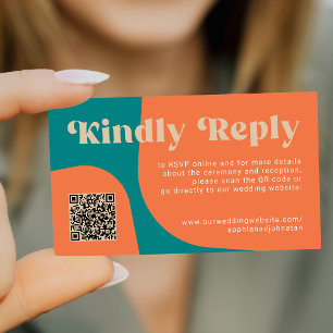 QR-Code Retro-Hochzeitsbudget Online-RSVP Begleitkarte