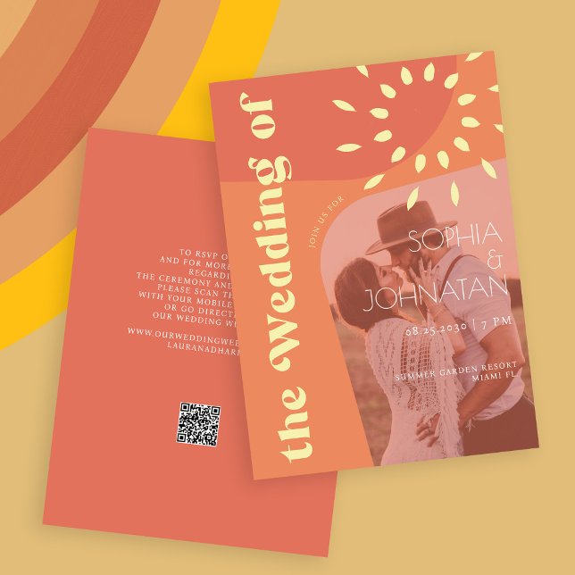 QR-Code Retro Orangencreme fett FOTO uAwg Hochzeit Einladung (Von Creator hochgeladen)