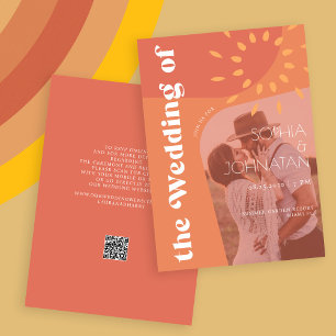 QR-Code Retro Orangencreme fett FOTO uAwg Hochzeit Einladung