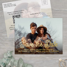 QR Code Retro Script 2 Foto Hochzeit Speichern Sie