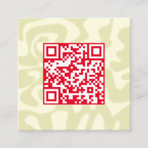 QR Code Retro Swirling Cream Red Squiggles Hallo Quadratische Visitenkarte