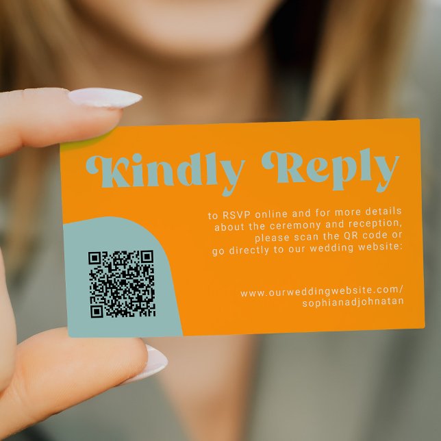QR Code retro wedding budget online RSVP Begleitkarte (Von Creator hochgeladen)