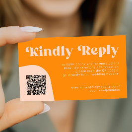 QR Code retro wedding budget online RSVP Begleitkarte