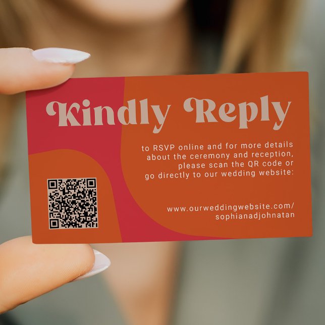 QR Code retro wedding budget online RSVP Begleitkarte (Von Creator hochgeladen)