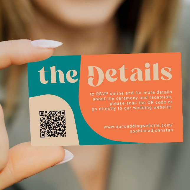 QR Code retro wedding details RSVP website Begleitkarte (Von Creator hochgeladen)