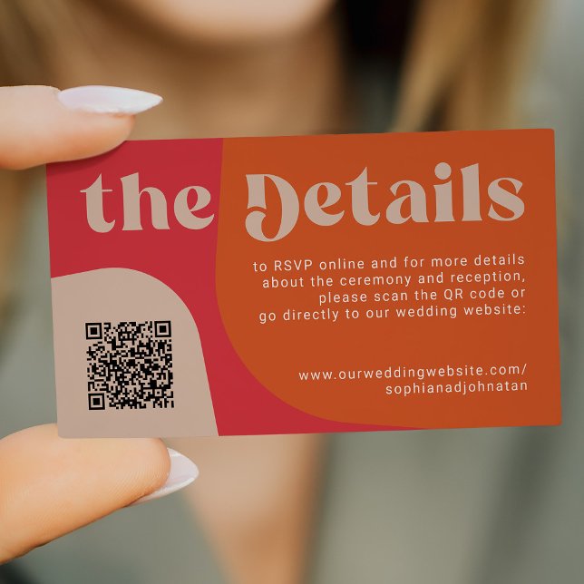 QR Code retro wedding details RSVP website Begleitkarte (Von Creator hochgeladen)