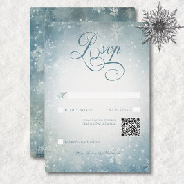 QR-Code: Romantischer Snow Blue & White Sparkle RSVP Karte