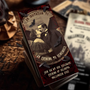 QR-Code Romantischer Vintage-Vampir Dracula Hallow Einladung