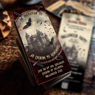 QR-Code Romantisches Vintage-Vampir-Schloss Hallow Einladung