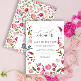 QR-Code Rosa Blume Brautparty Einladung