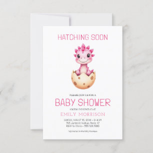 QR-Code Rosa Dinosaurier schlüpft bald Baby-Party Einladung