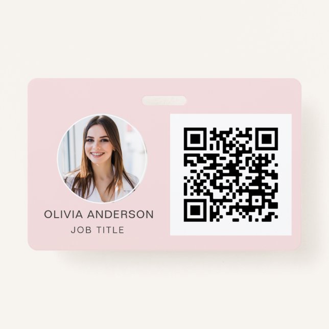 QR-Code Rosa Foto Business Card Ausweis (Vorderseite)
