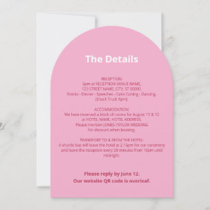 QR Code Rosa Magenta Wedding Details Card Einladung