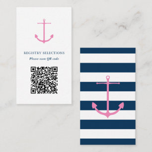 QR-Code Rosa Navy Nautic Brautparty Registry Begleitkarte