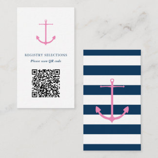 QR-Code Rosa Navy Nautic Brautparty Registry Begleitkarte
