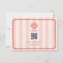 QR-Code Rosa Stripe-Muschel Hochzeit QR-UAWG RSVP Karte