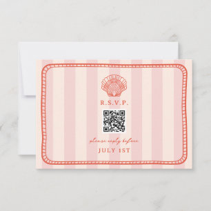 QR-Code Rosa Stripe-Muschel Hochzeit QR-UAWG RSVP Karte